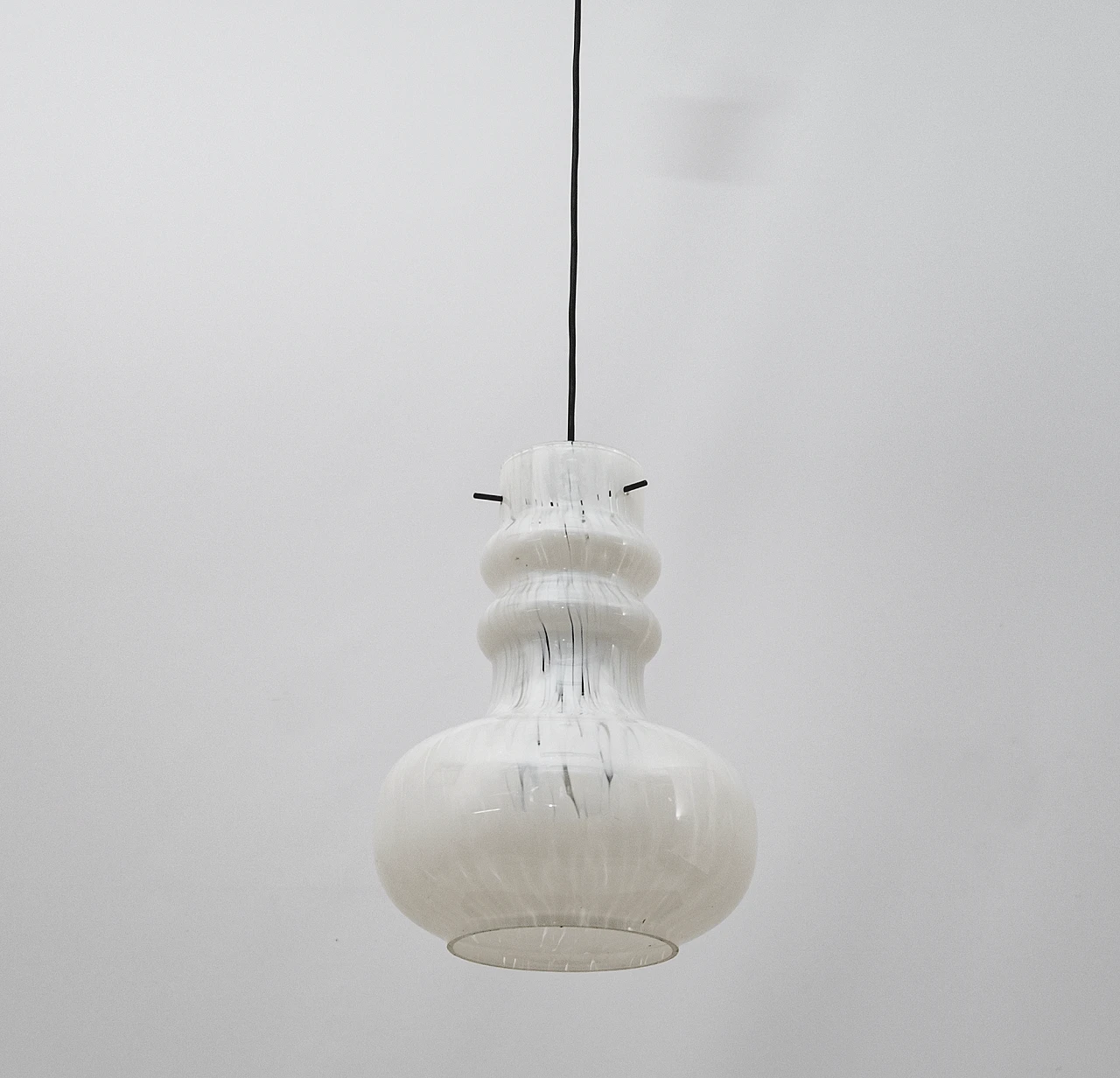 Lampada da soffitto con diffusore in vetro di Murano bianco, anni '60 2