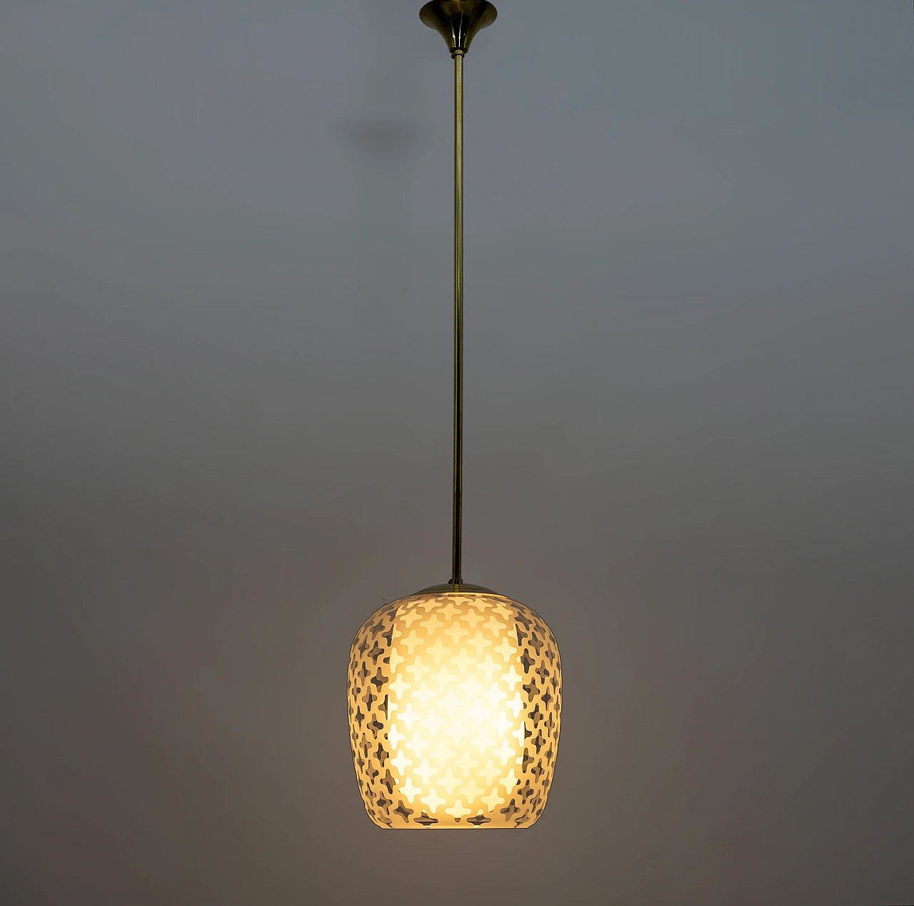 Lampadario Cora in vetro di W. Wagenfeld per Peill & Putzler, anni '50 3