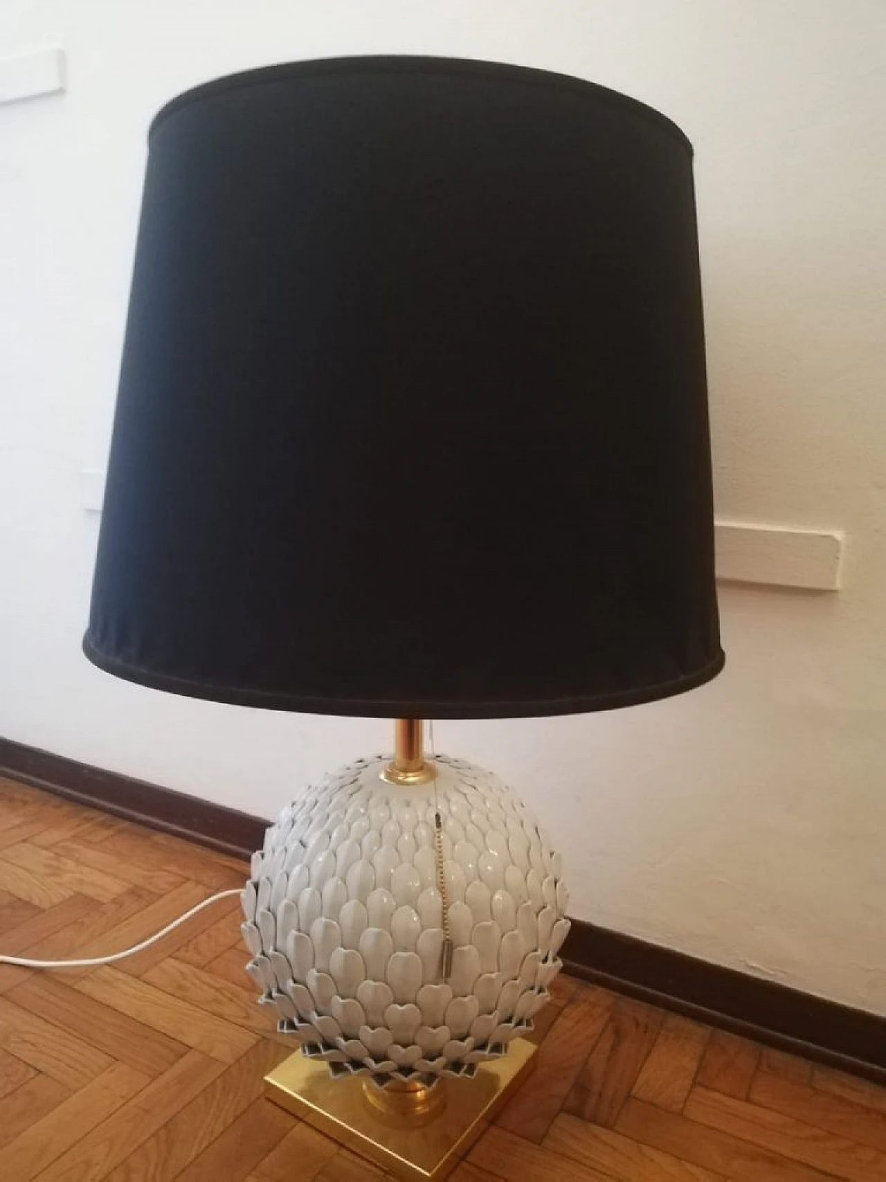 Table lamp with pinecone ceramic base by Mangani, 1970s 3