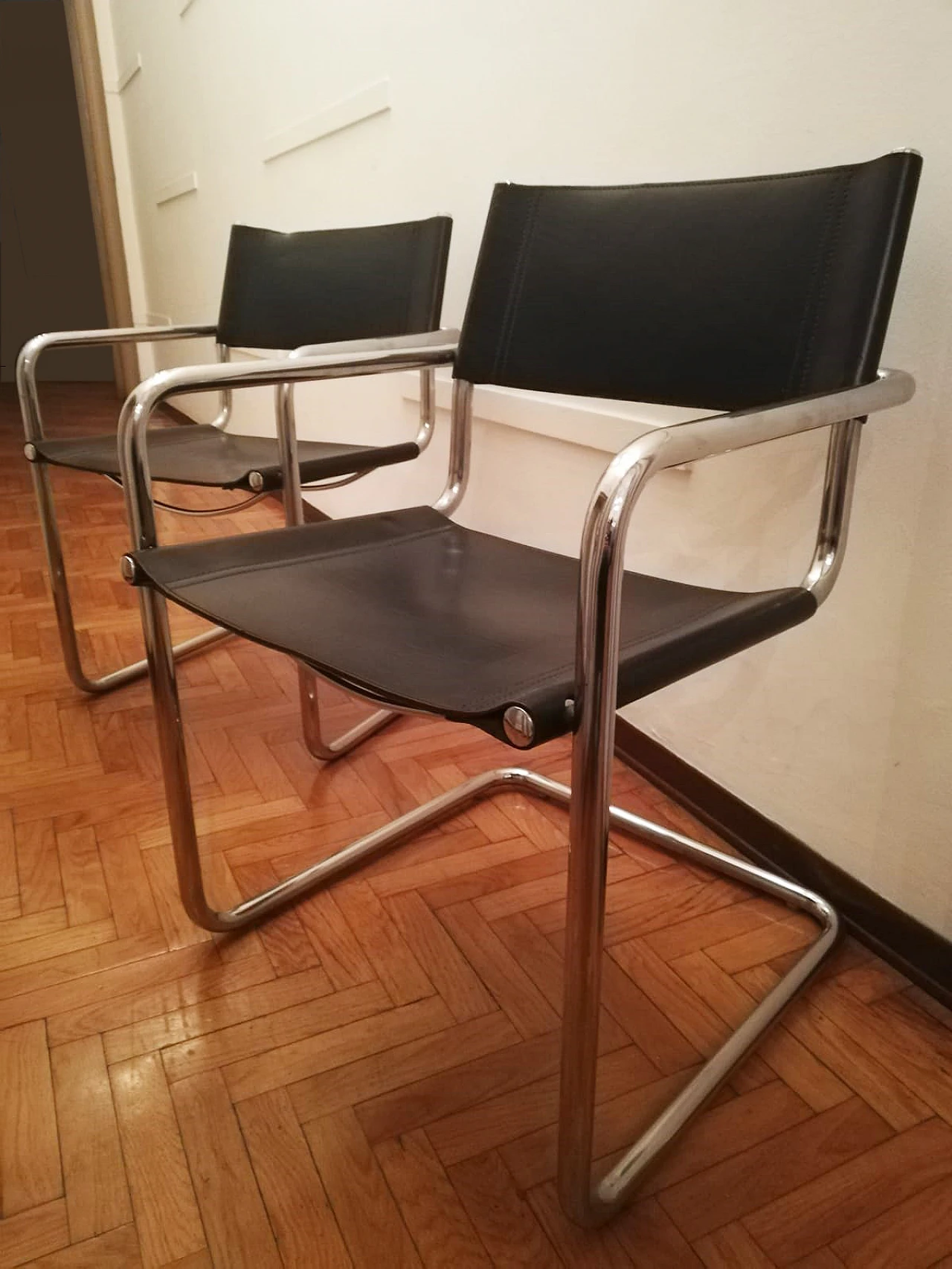 Pair of MG5 dining chairs by Mart Stam for Matteo Grassi 1