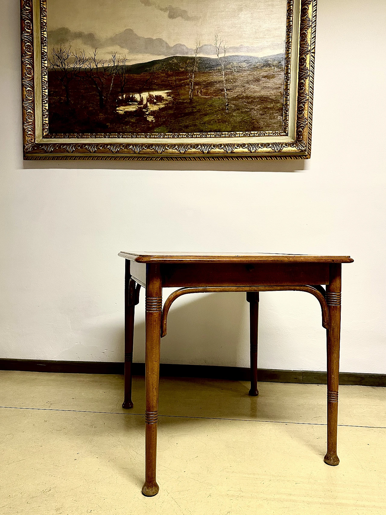 Wooden gaming table with chessboard and green fabric, 1930s 6