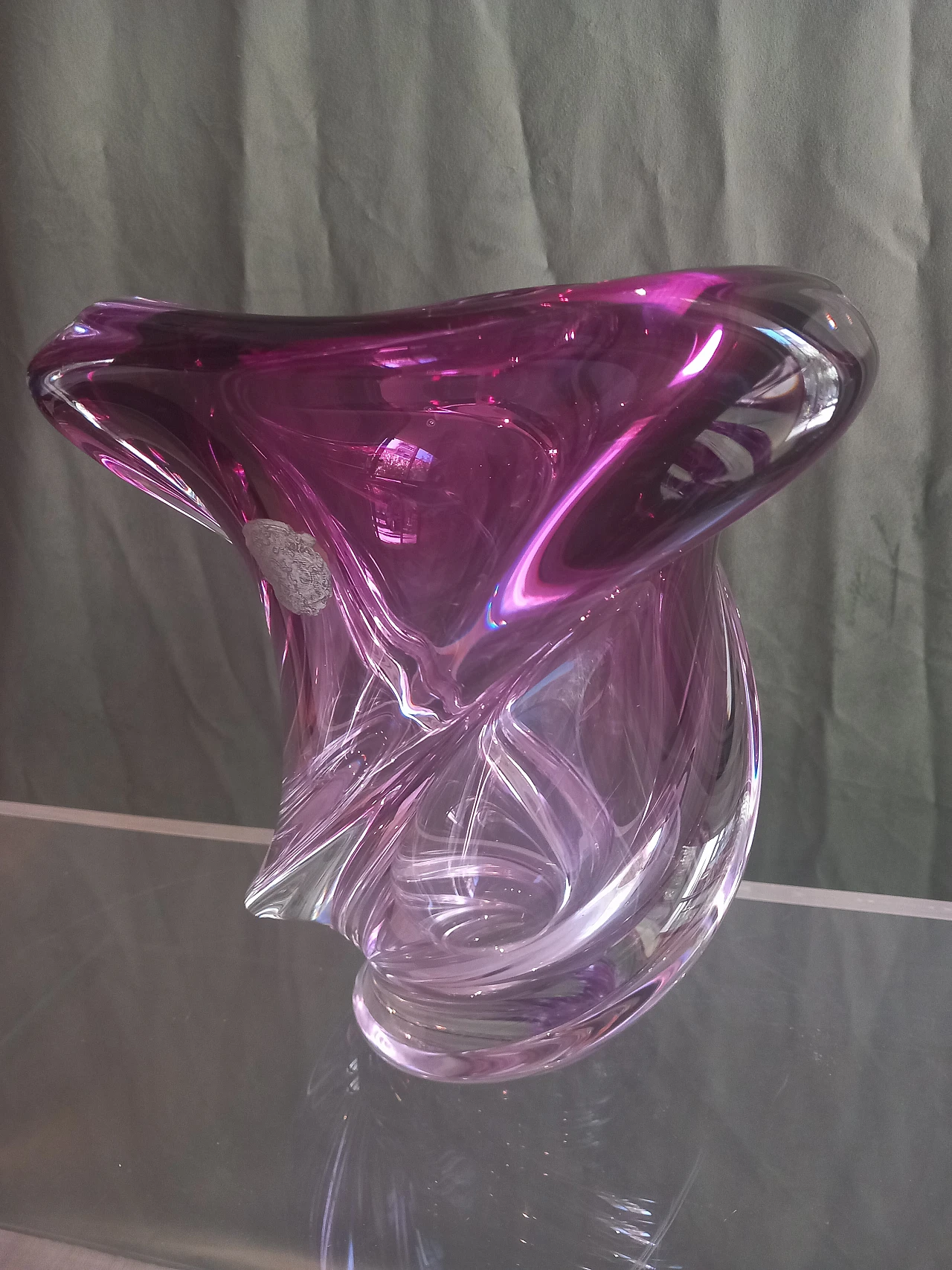 Plum-colored vase in Val Saint Lamber crystal, 1940s 1