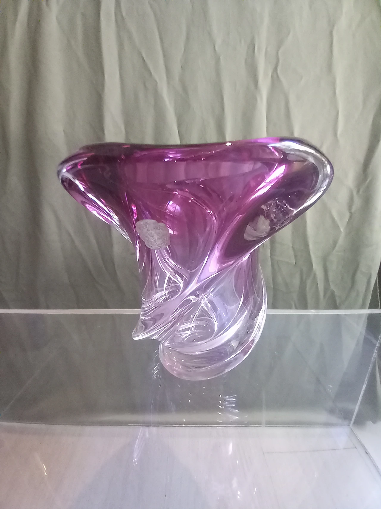 Plum-colored vase in Val Saint Lamber crystal, 1940s 4