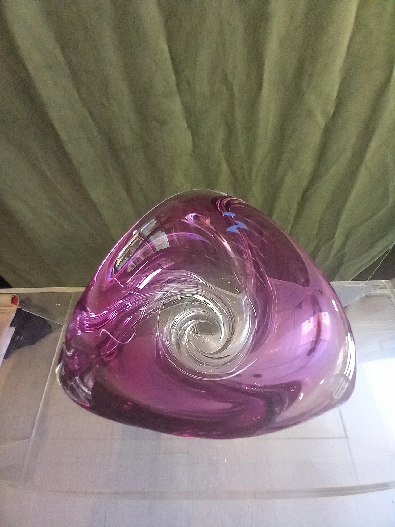 Plum-colored vase in Val Saint Lamber crystal, 1940s 5