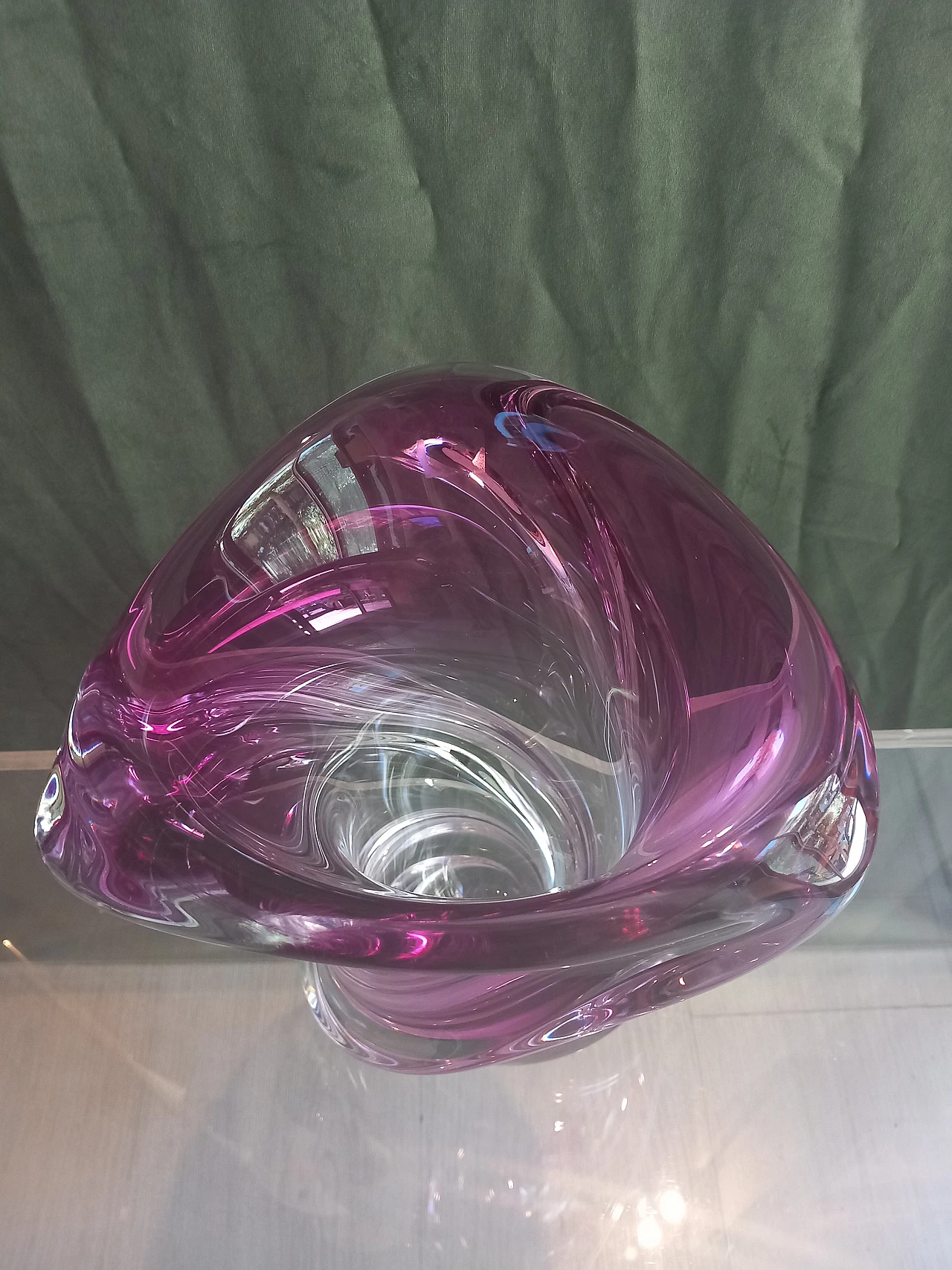 Plum-colored vase in Val Saint Lamber crystal, 1940s 6