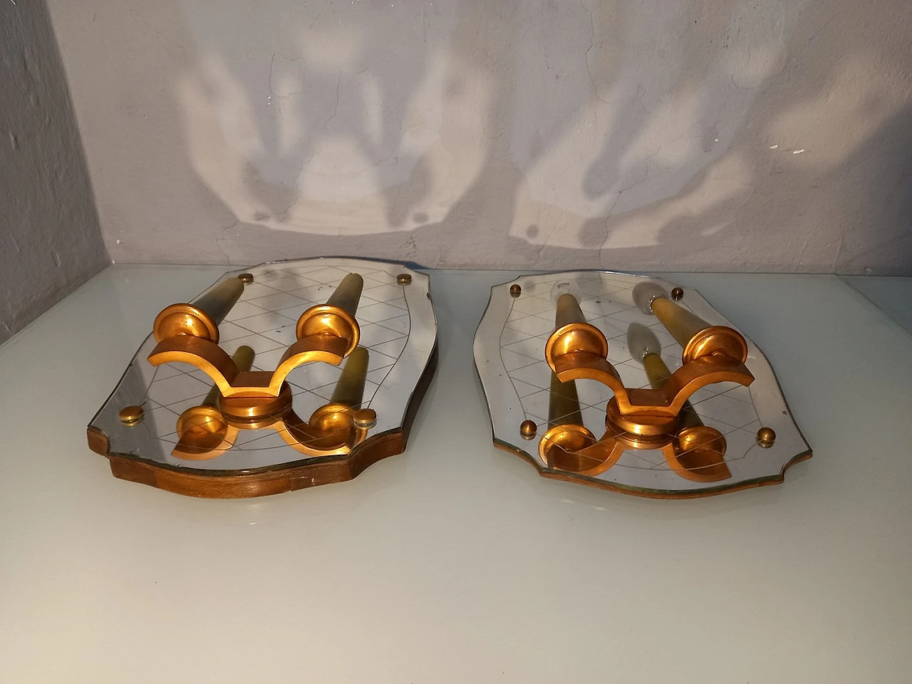 Pair of wall lamps by Pietro Chiesa for Fontana Arte, 1940s 3