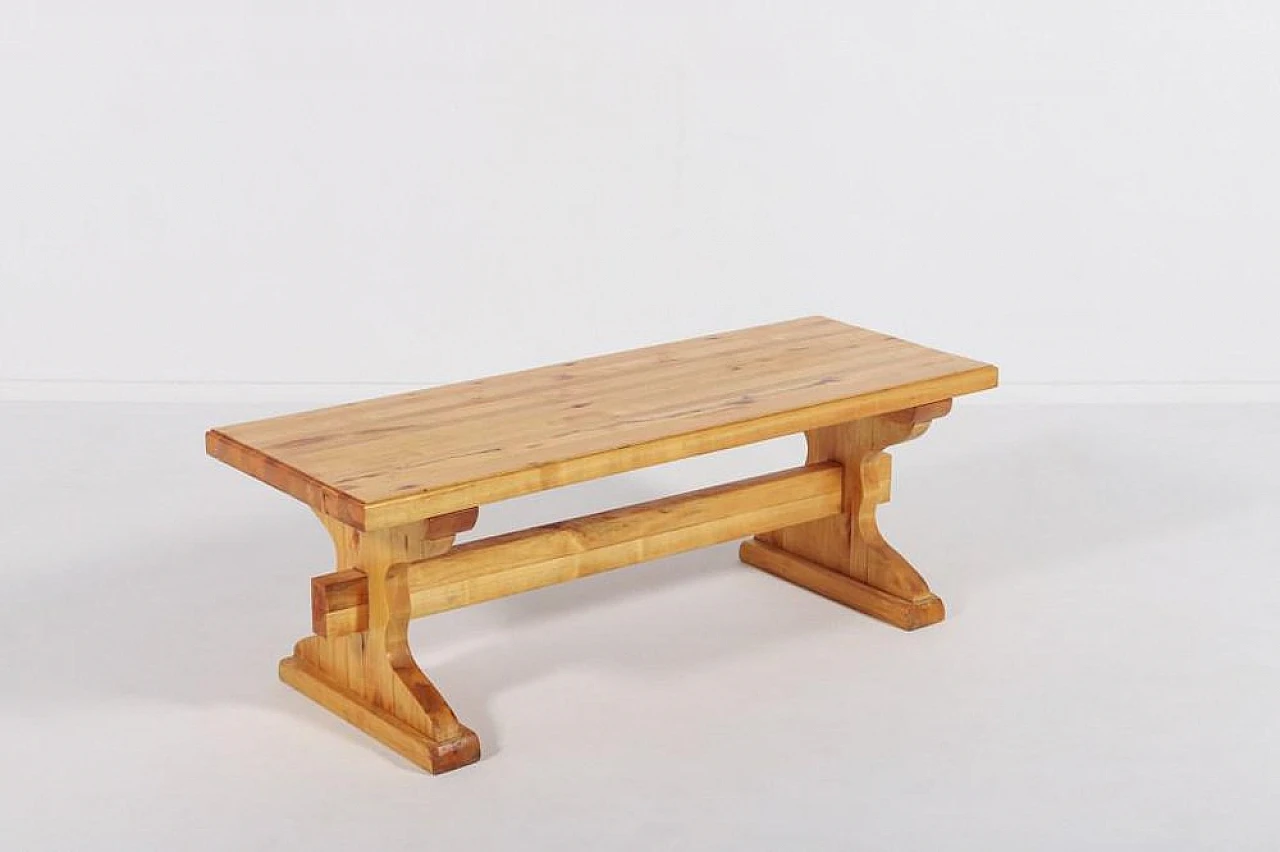 Small solid pine bench coffee table, 1980s 1