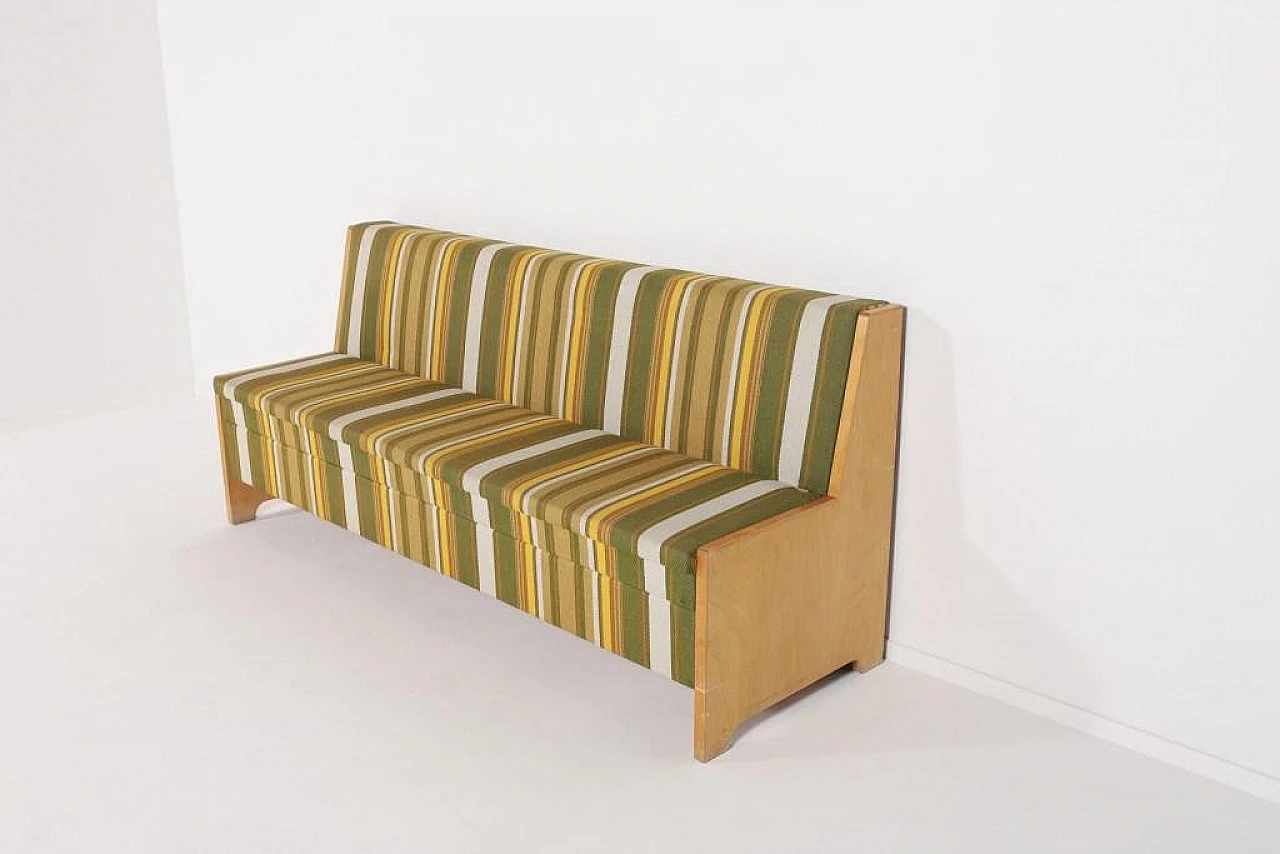 Wood, fabric and wool bench, 1960s 1