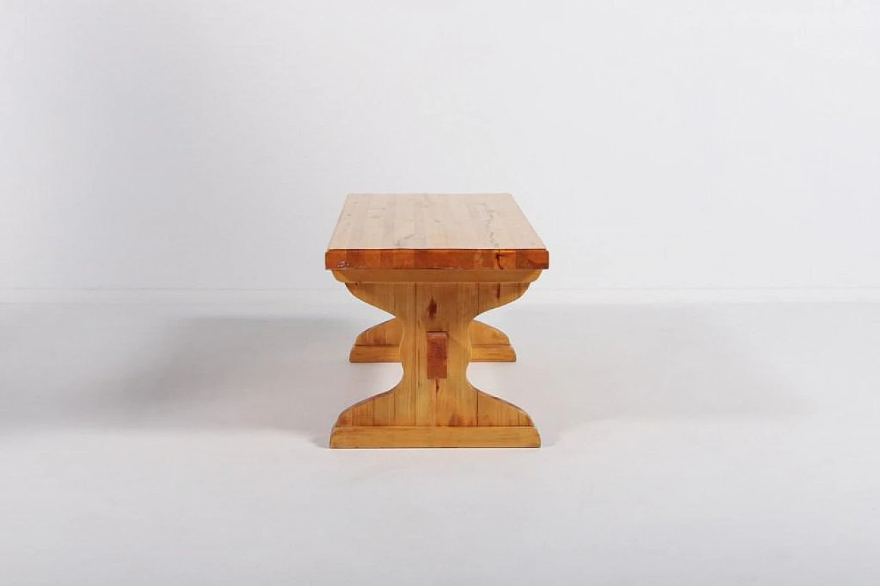 Small solid pine bench coffee table, 1980s 4