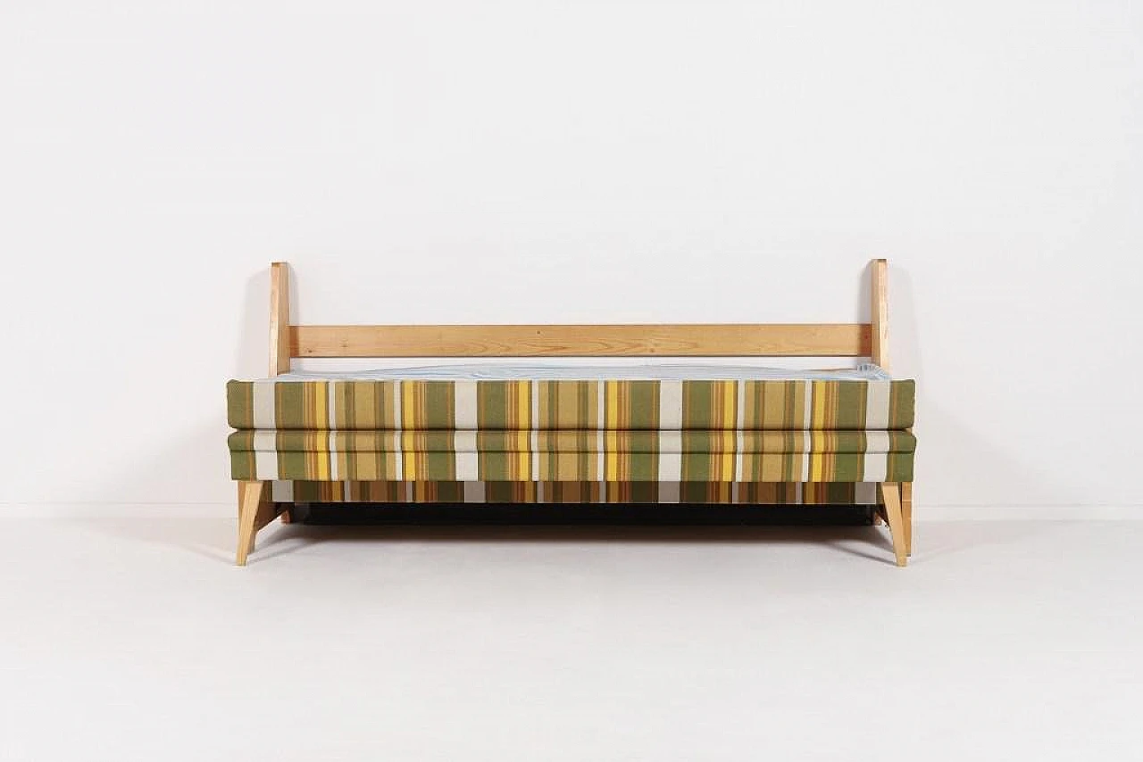 Wood, fabric and wool bench, 1960s 4