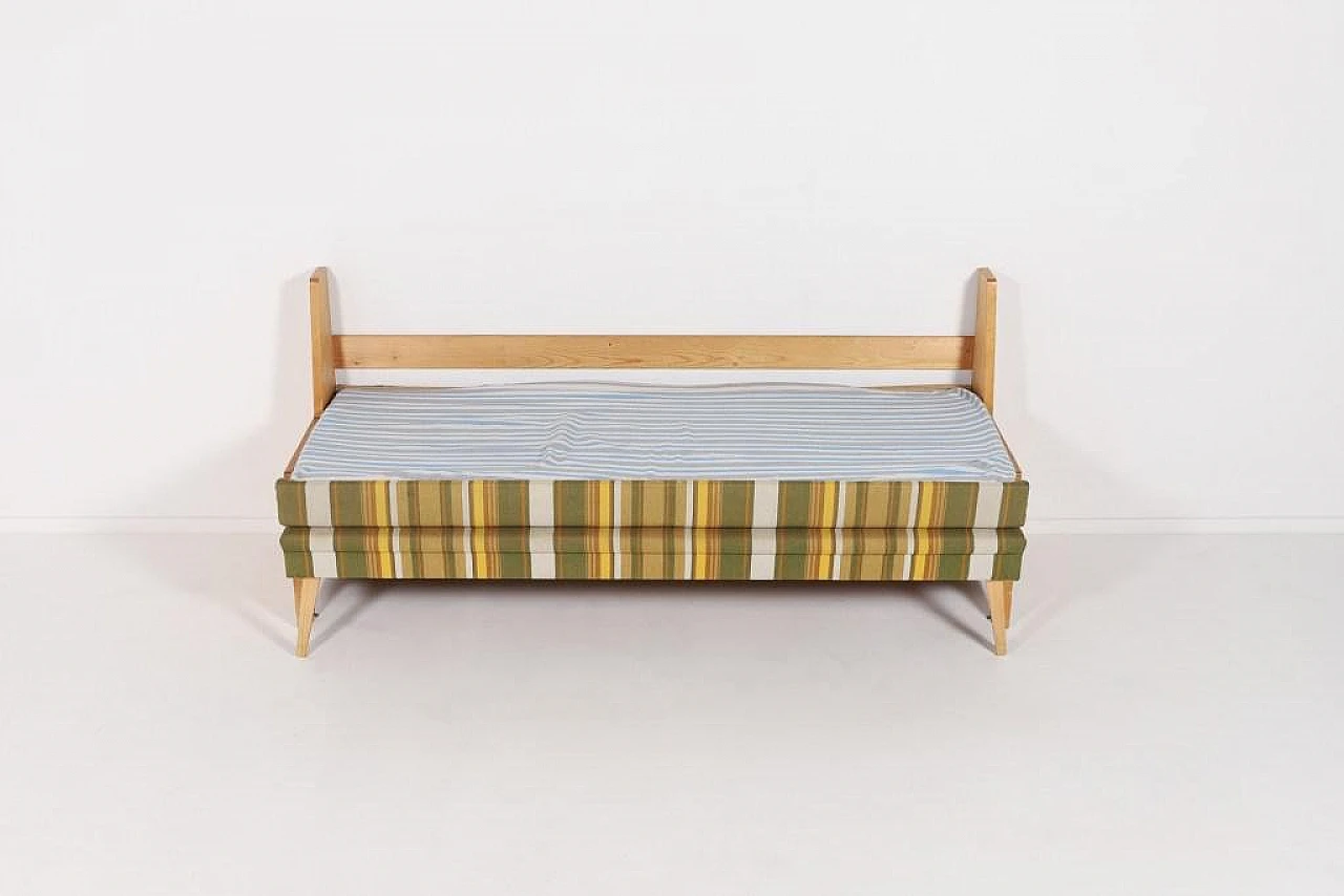 Wood, fabric and wool bench, 1960s 5