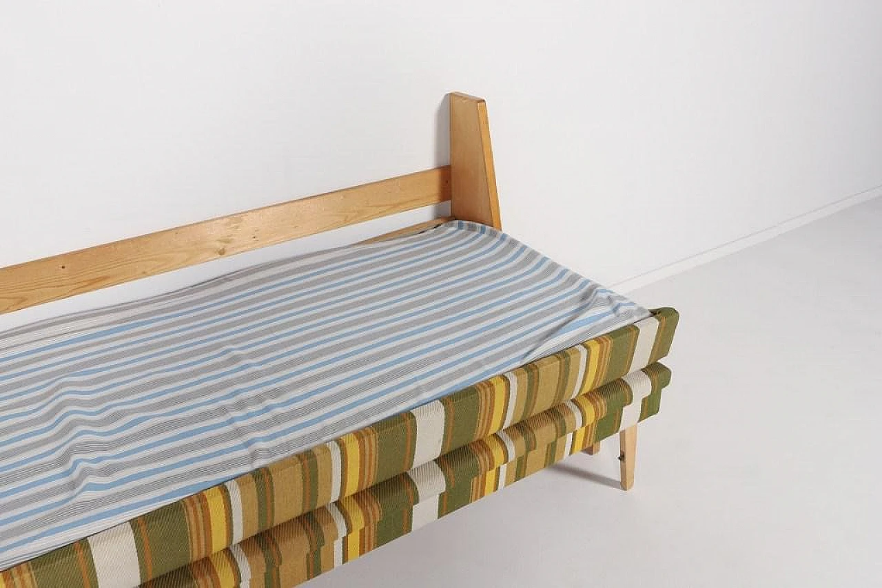 Wood, fabric and wool bench, 1960s 6