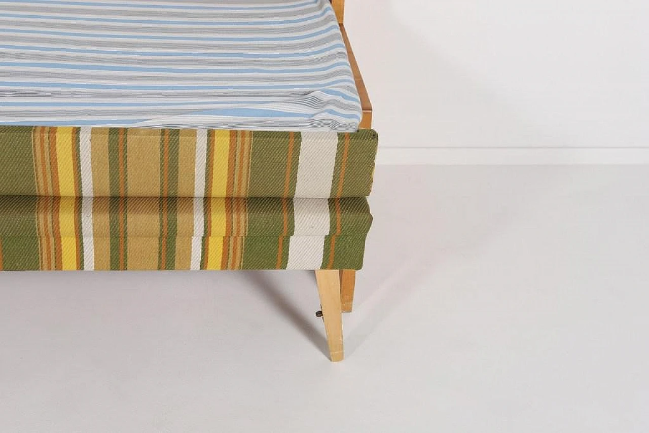 Wood, fabric and wool bench, 1960s 8