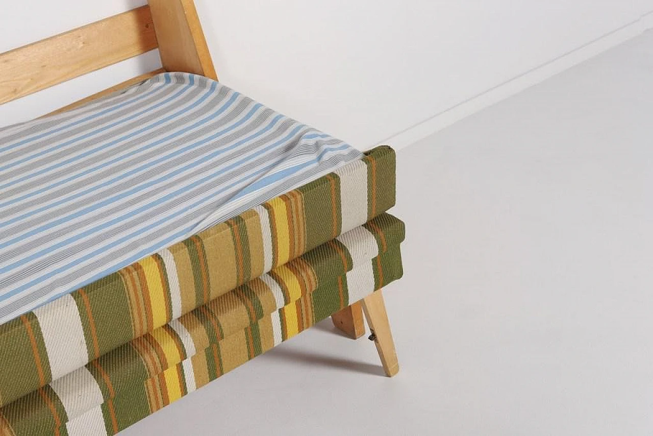 Wood, fabric and wool bench, 1960s 9