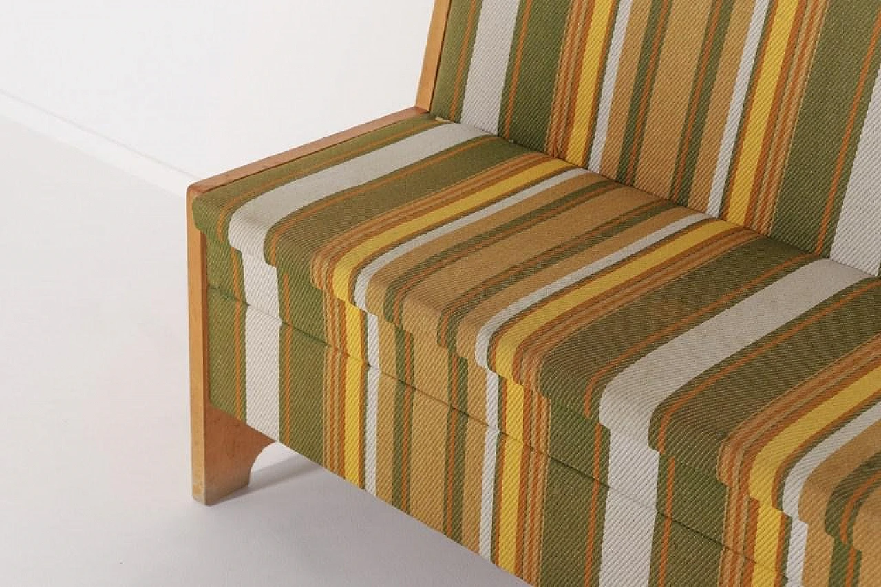 Wood, fabric and wool bench, 1960s 11