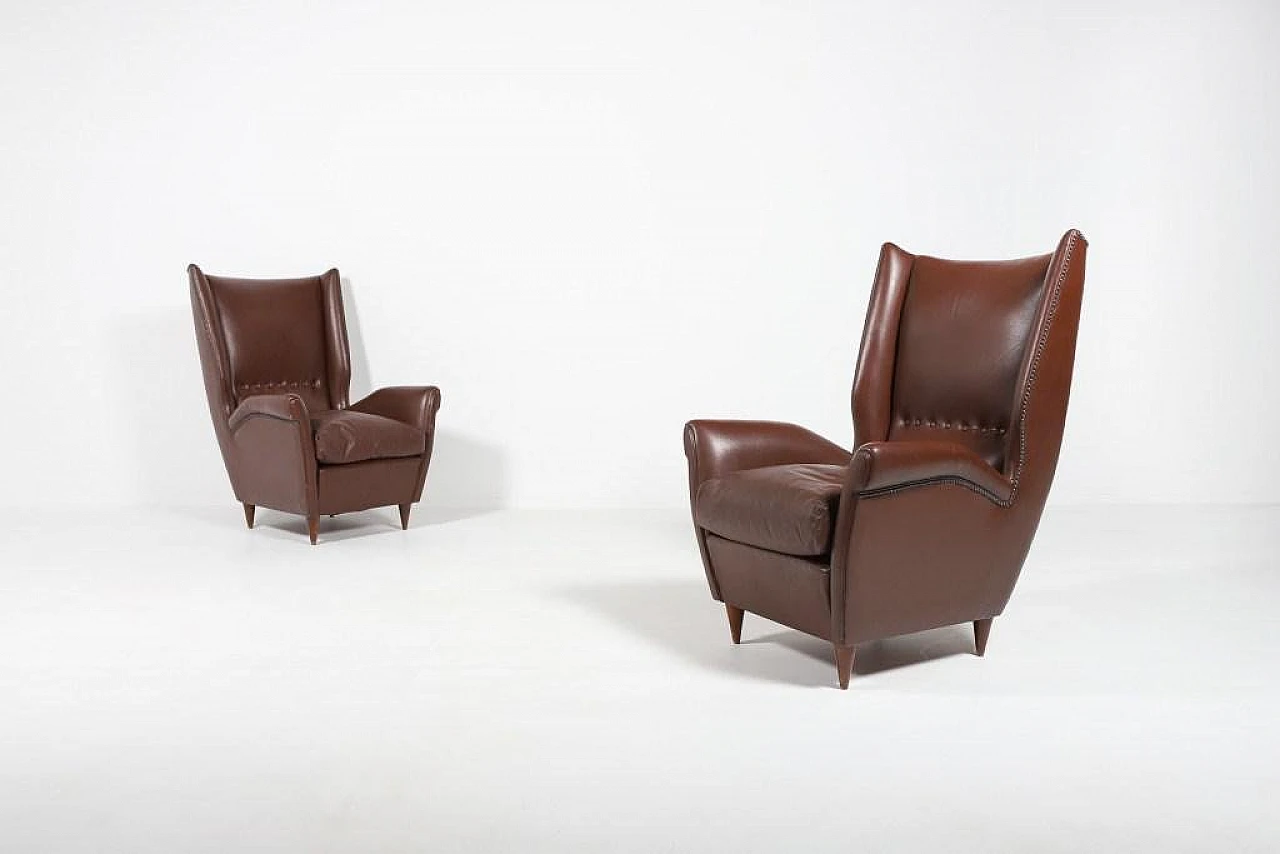 Pair of 512 Wingback armchairs by Gio Ponti, 1950s 1