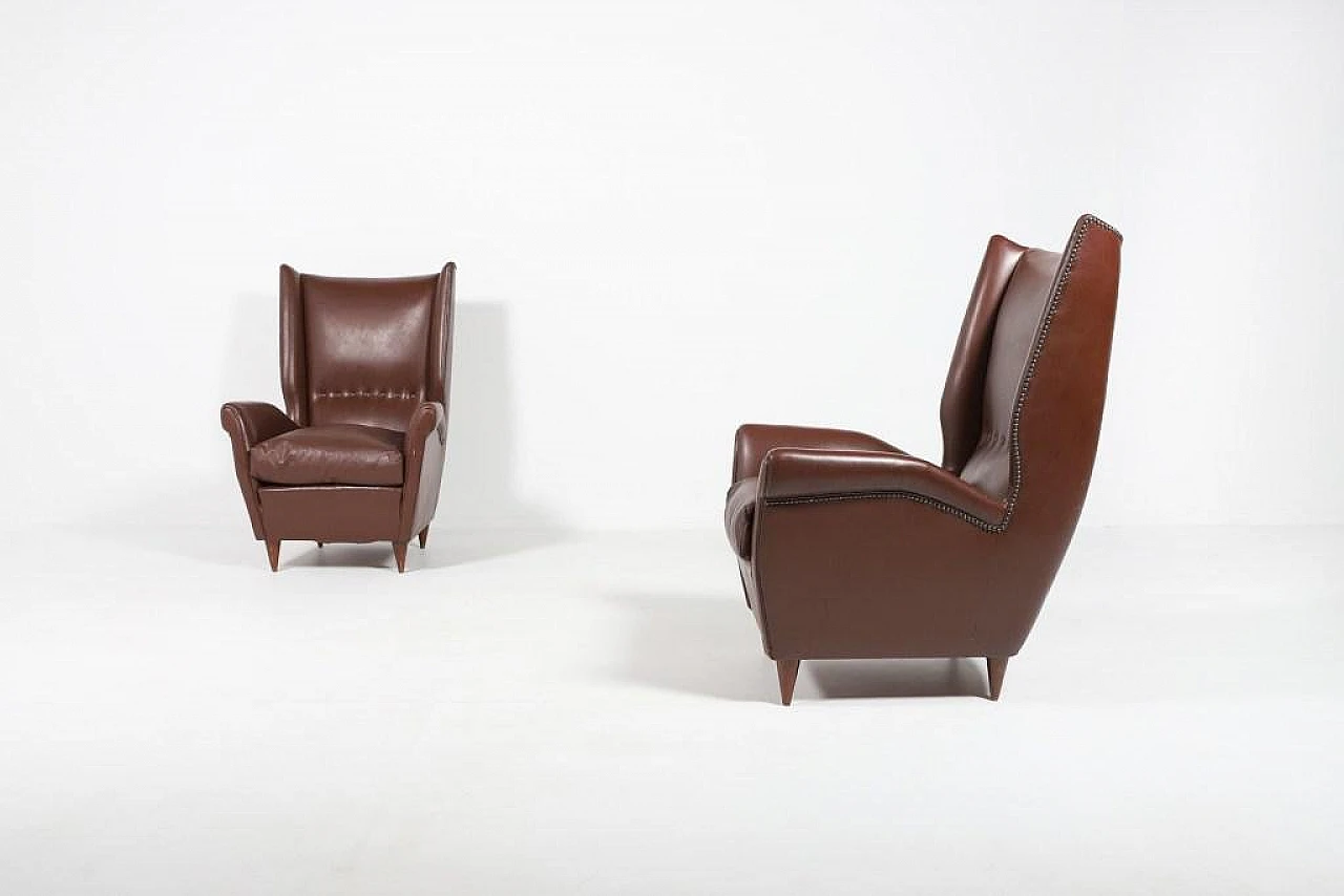 Pair of 512 Wingback armchairs by Gio Ponti, 1950s 2