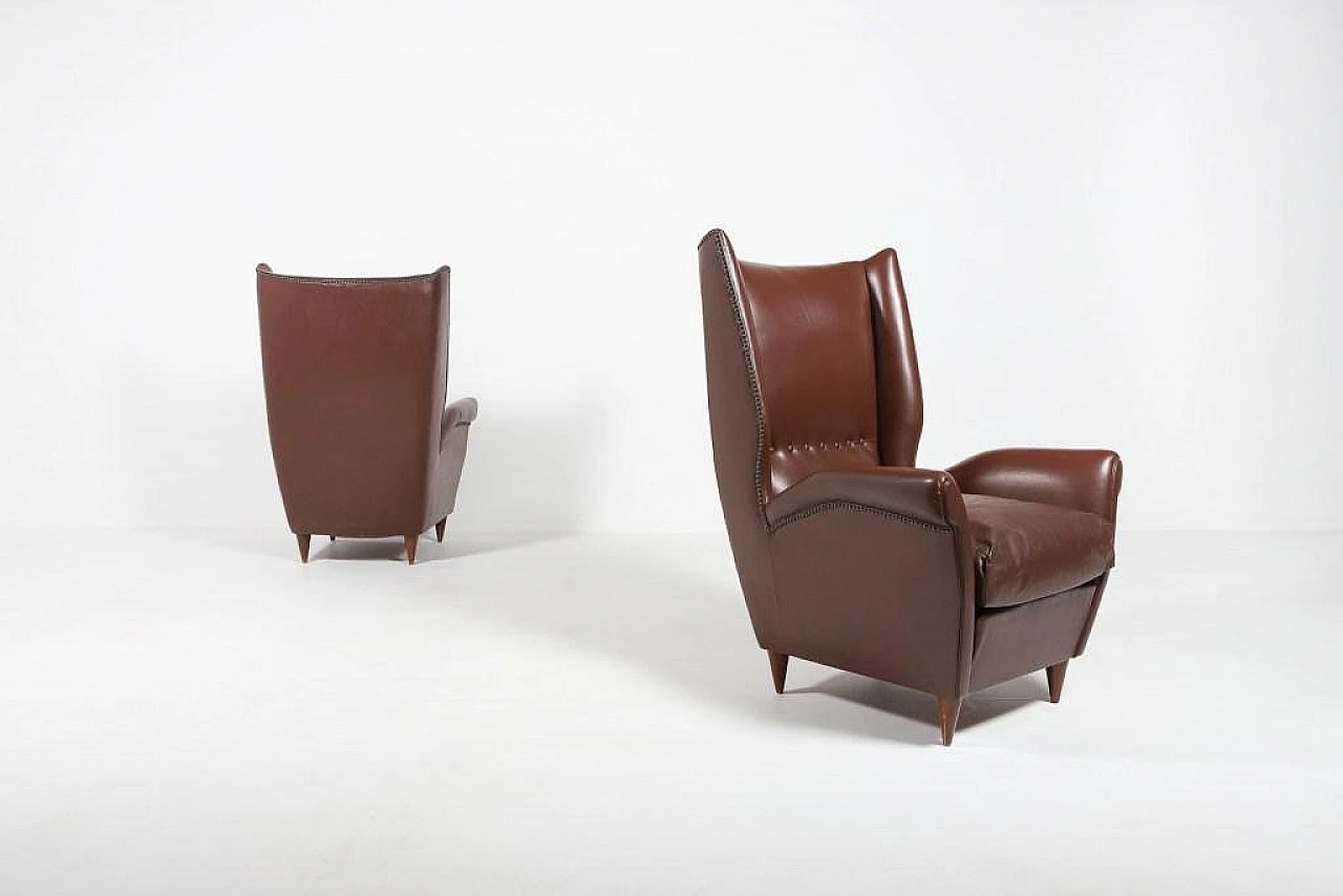 Pair of 512 Wingback armchairs by Gio Ponti, 1950s 5