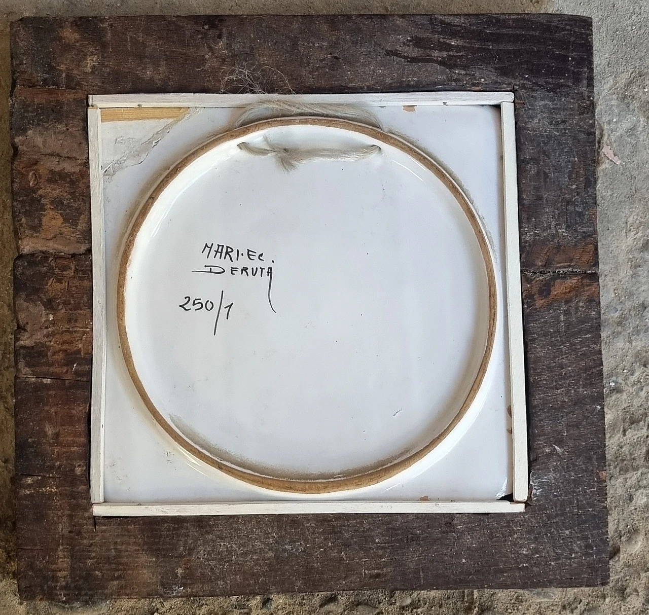 Deruta ceramic plate with frame by Mario Schifano, 1990s 4