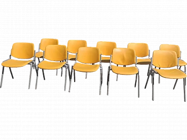 10 JSC chairs in leather & metal by G. Piretti for Castelli, 1960s