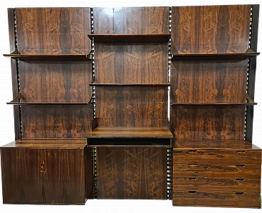 Modular bookcase in rosewood by Raffaella Crespi for Mobilia, 1950s