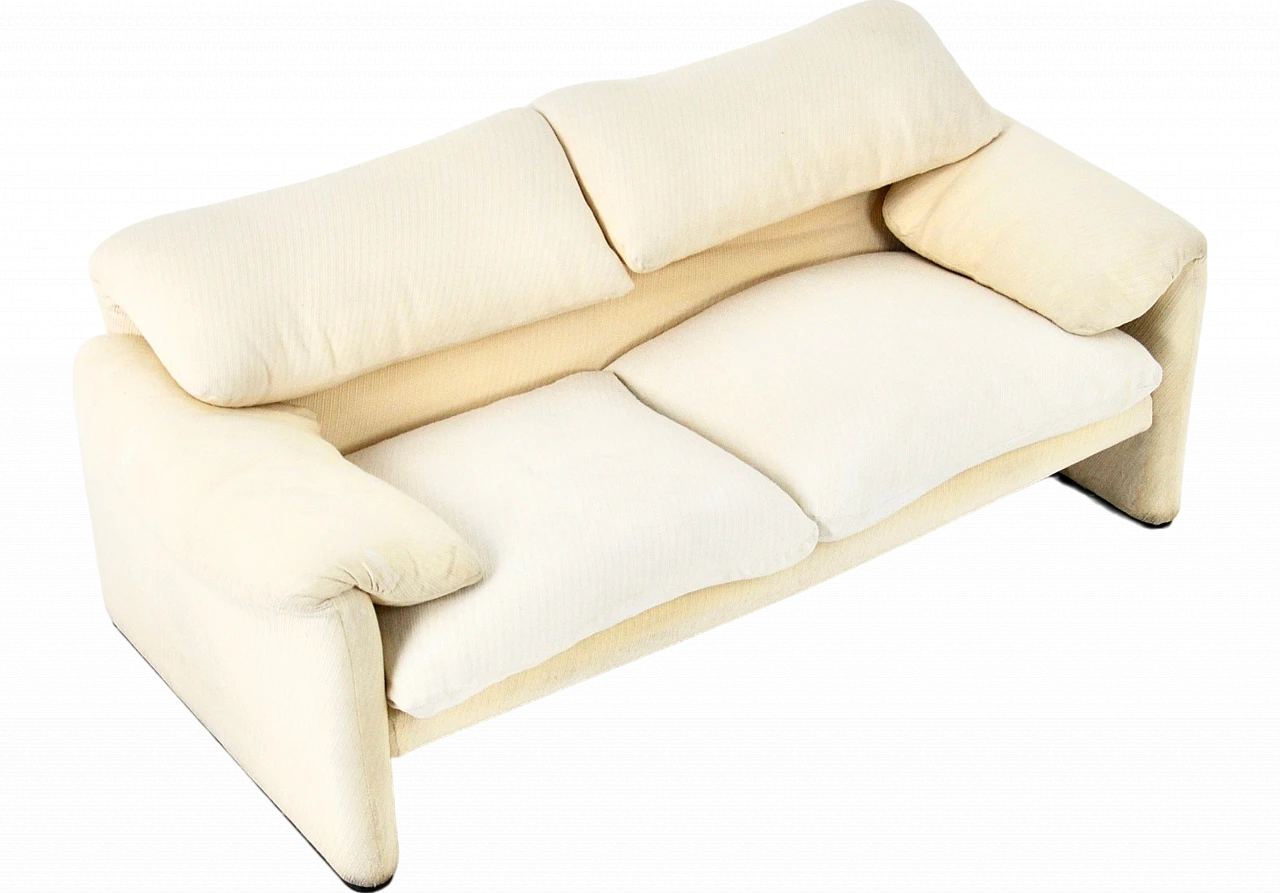 Maralunga sofa in white fabric by Vico Magistretti for Cassina, 1970s 11