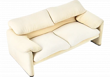 Maralunga sofa in white fabric by Vico Magistretti for Cassina, 1970s