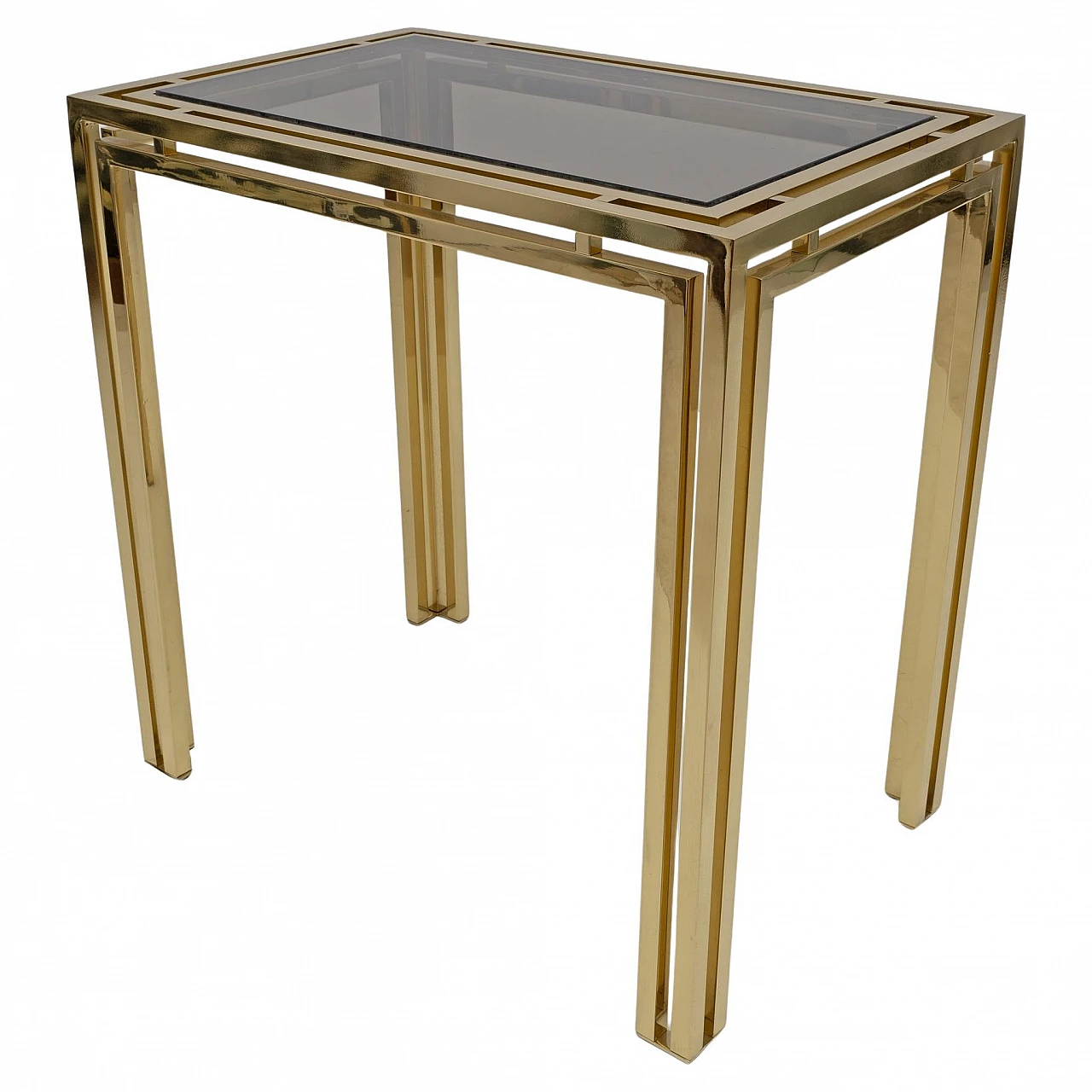 Brass table with smoked glass top, 1970s 1