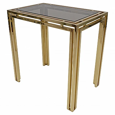 Brass table with smoked glass top, 1970s