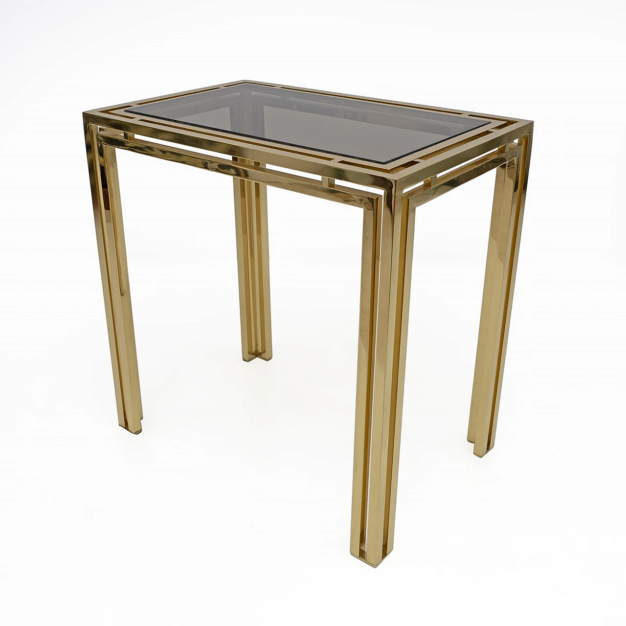 Brass table with smoked glass top, 1970s 2