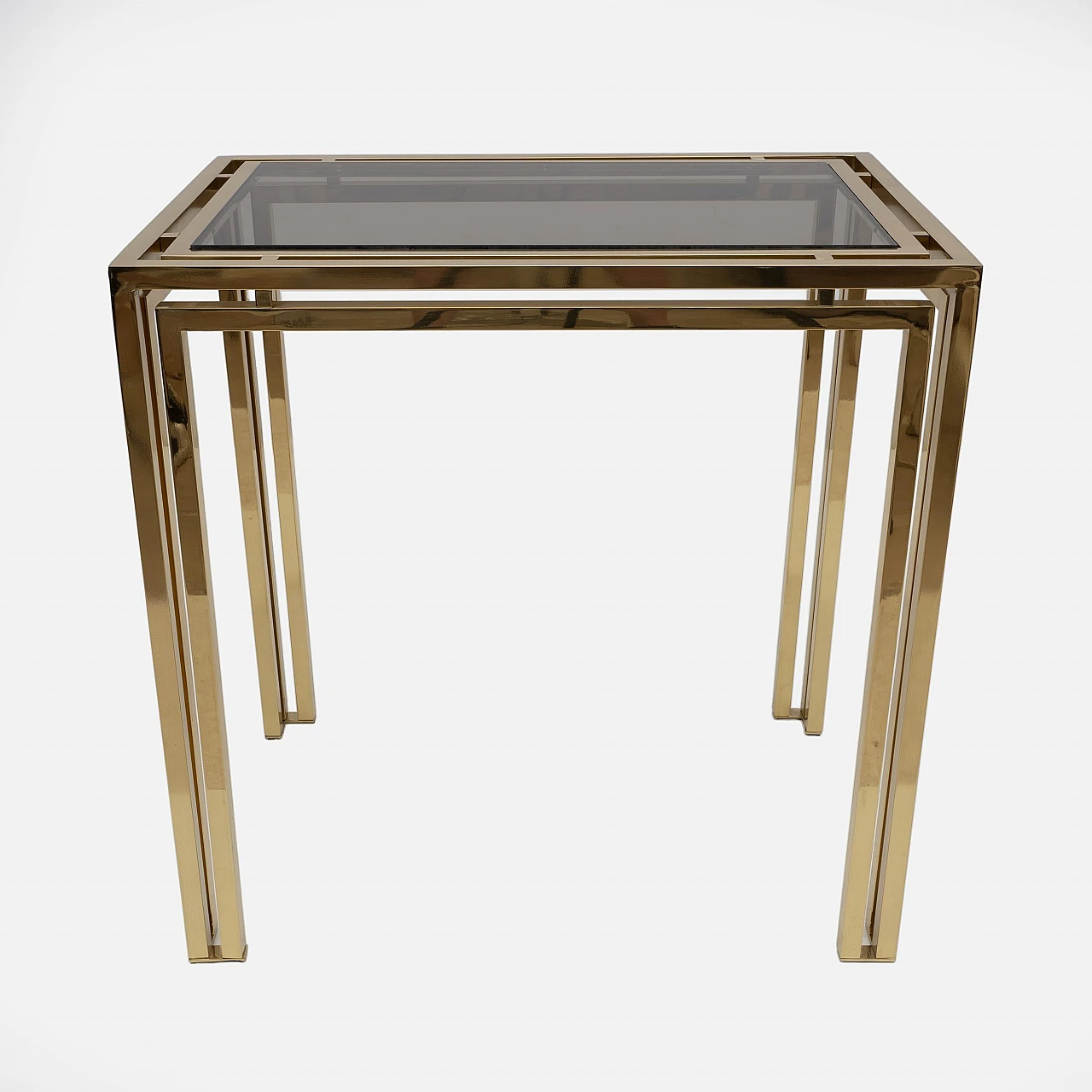 Brass table with smoked glass top, 1970s 3