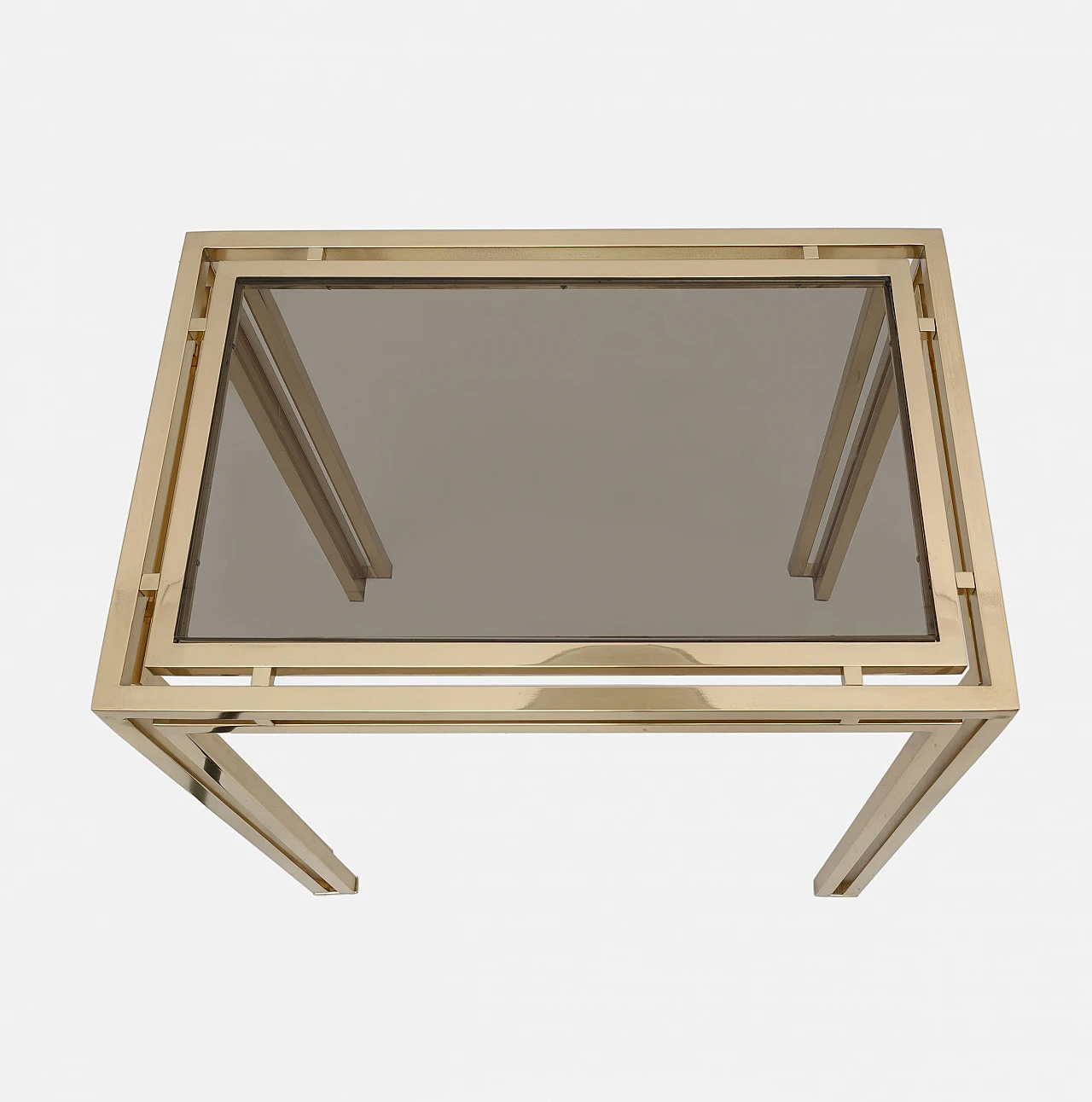 Brass table with smoked glass top, 1970s 4