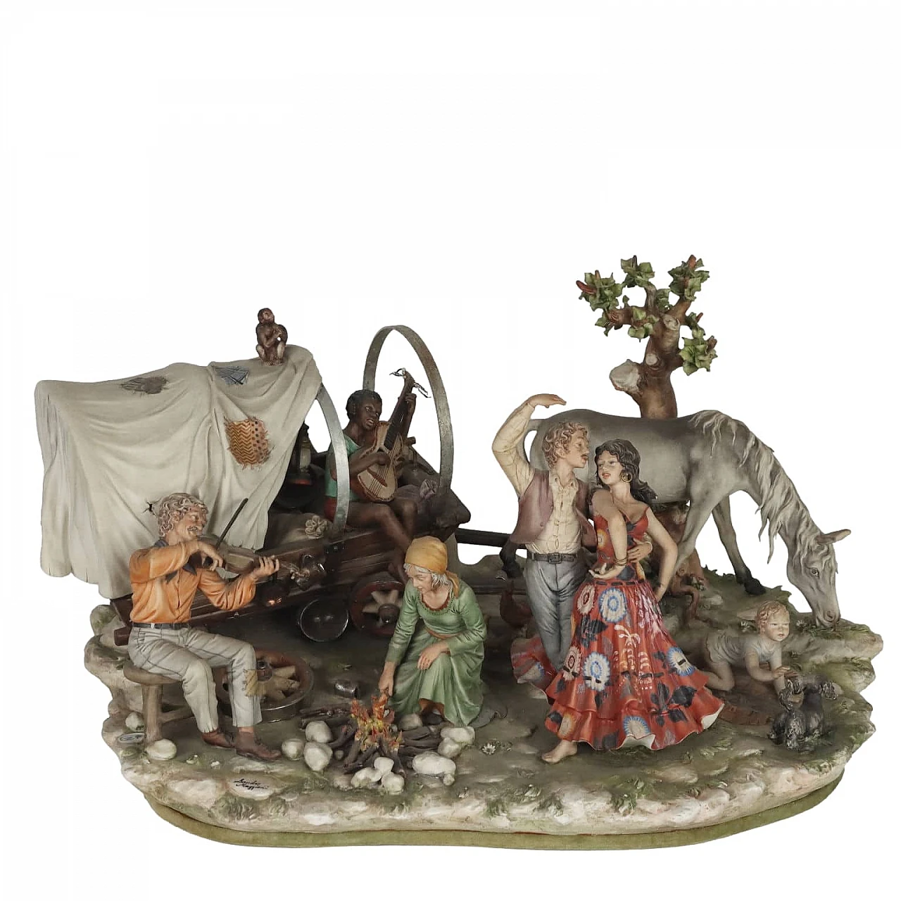 S. Maggioni, Scene of rural life, Capodimonte ceramic sculpture 1