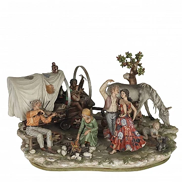 S. Maggioni, Scene of rural life, Capodimonte ceramic sculpture