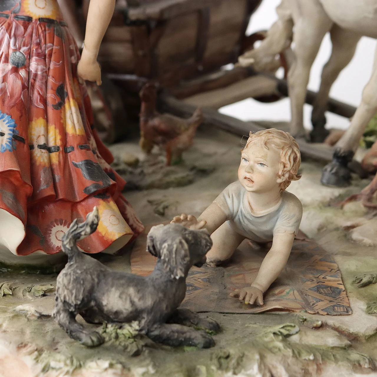 S. Maggioni, Scene of rural life, Capodimonte ceramic sculpture 8