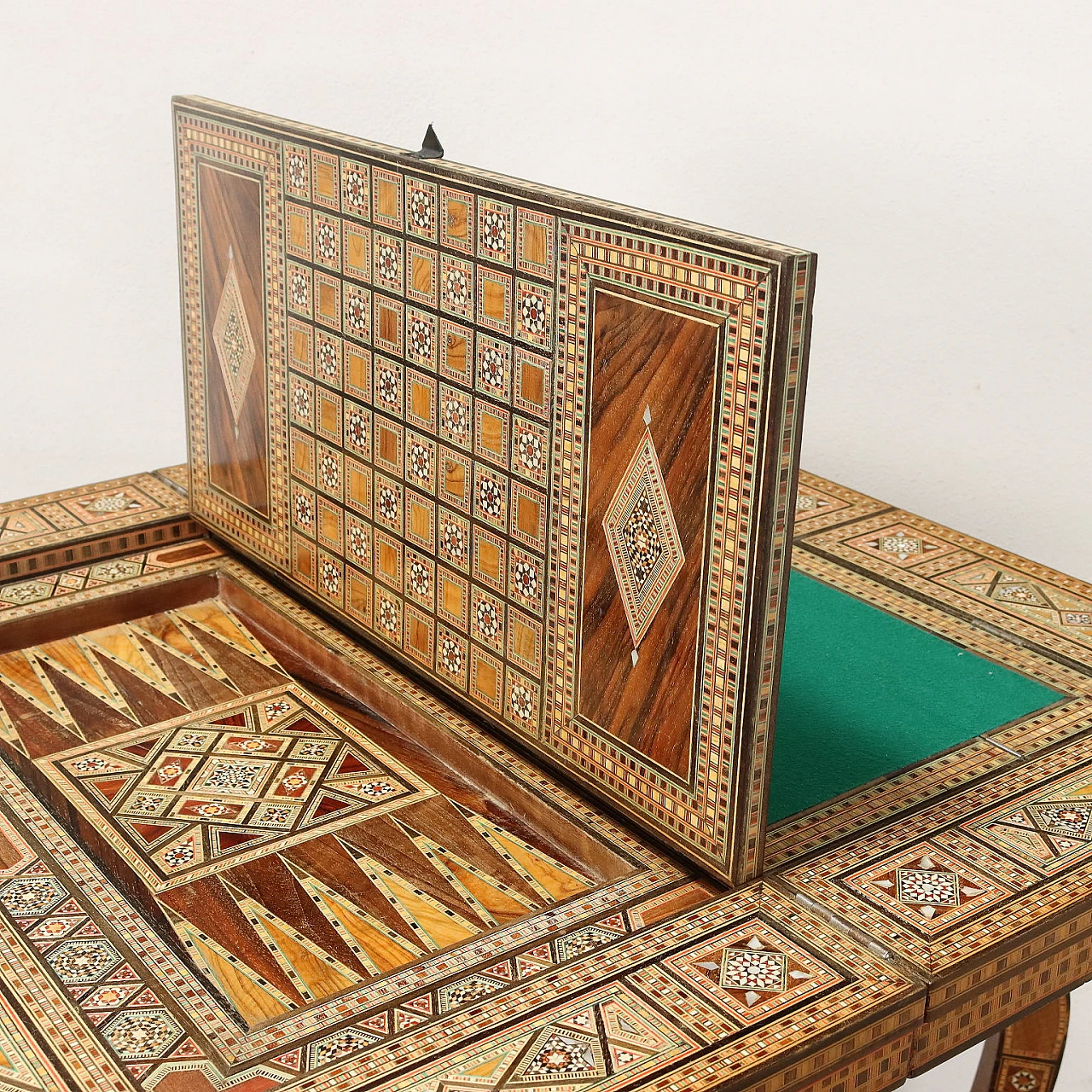 Mahogany veneer game table, inlaid in the certosina style 4