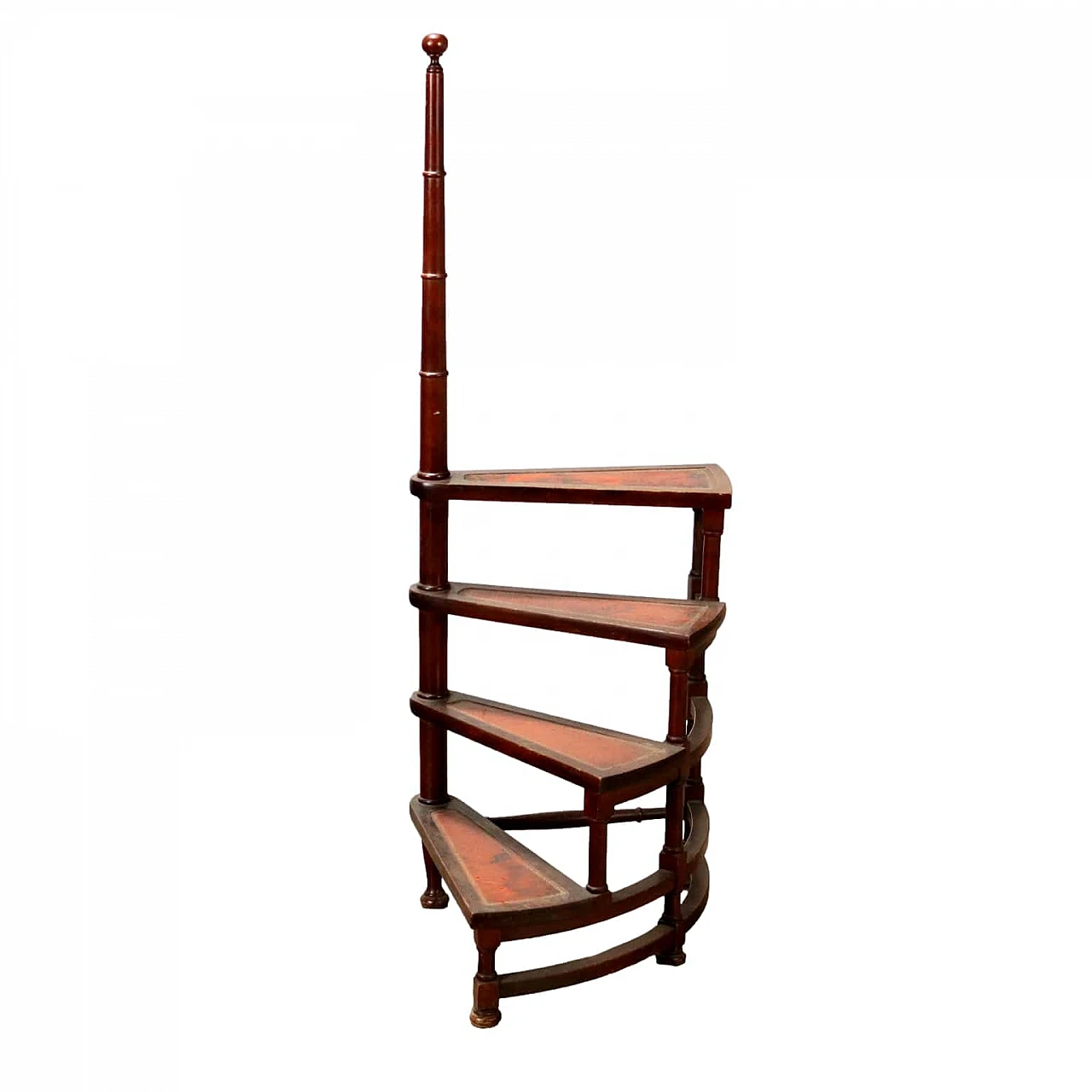 Bookcase ladder in stained maple and faux bamboo work 1