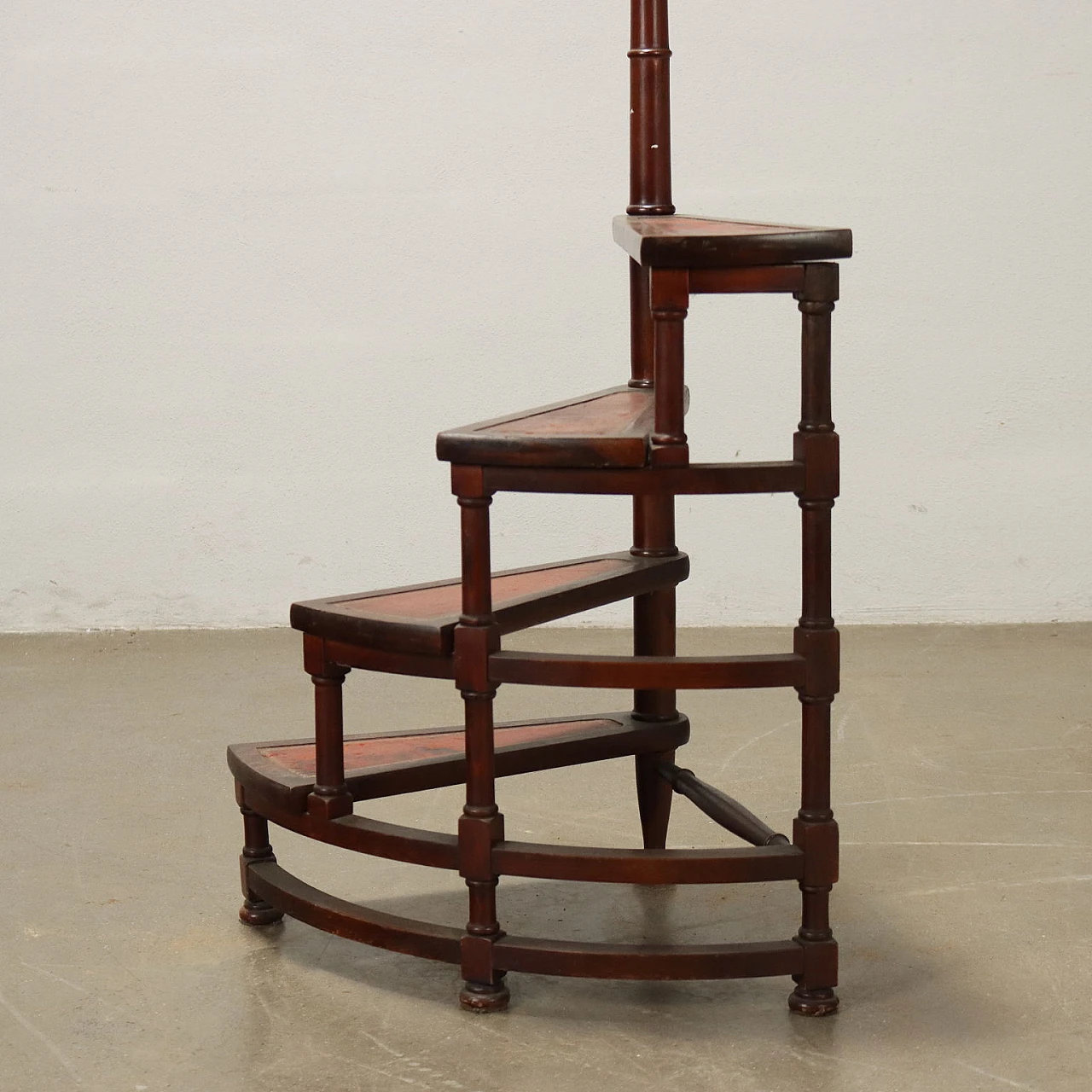 Bookcase ladder in stained maple and faux bamboo work 5