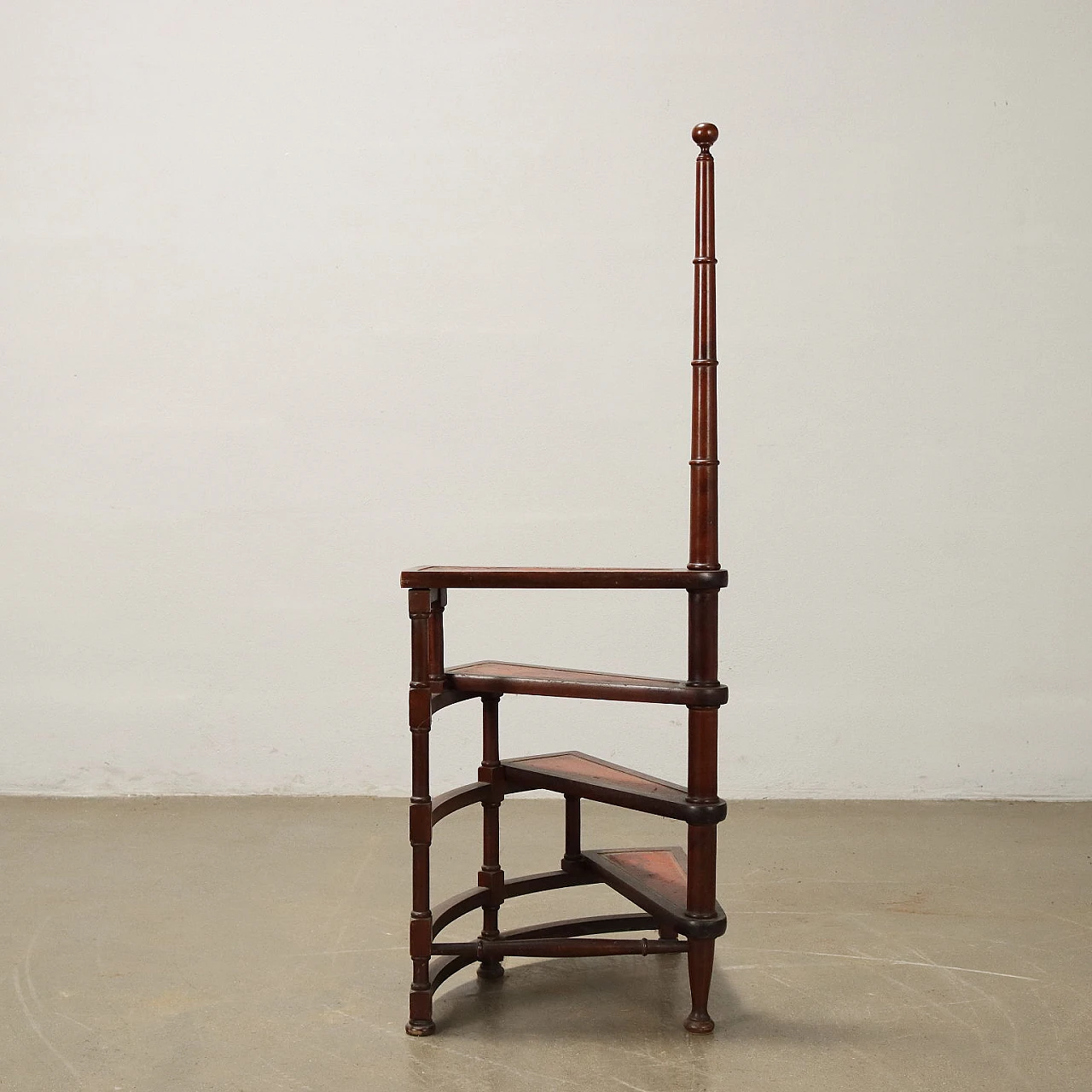 Bookcase ladder in stained maple and faux bamboo work 6