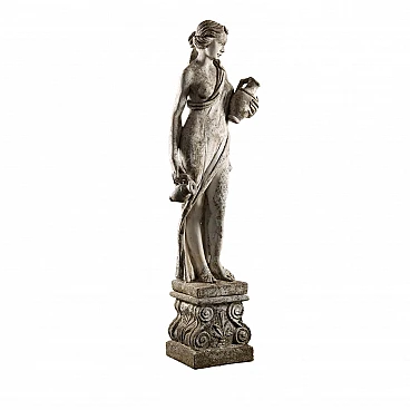 Figura femminile con anfore, statua da giardino in graniglia