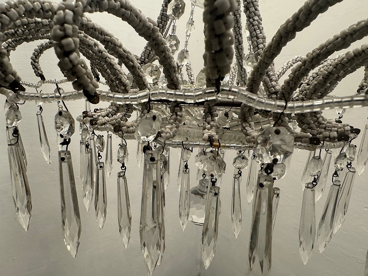 Crystal bead chandelier, 1960s 4