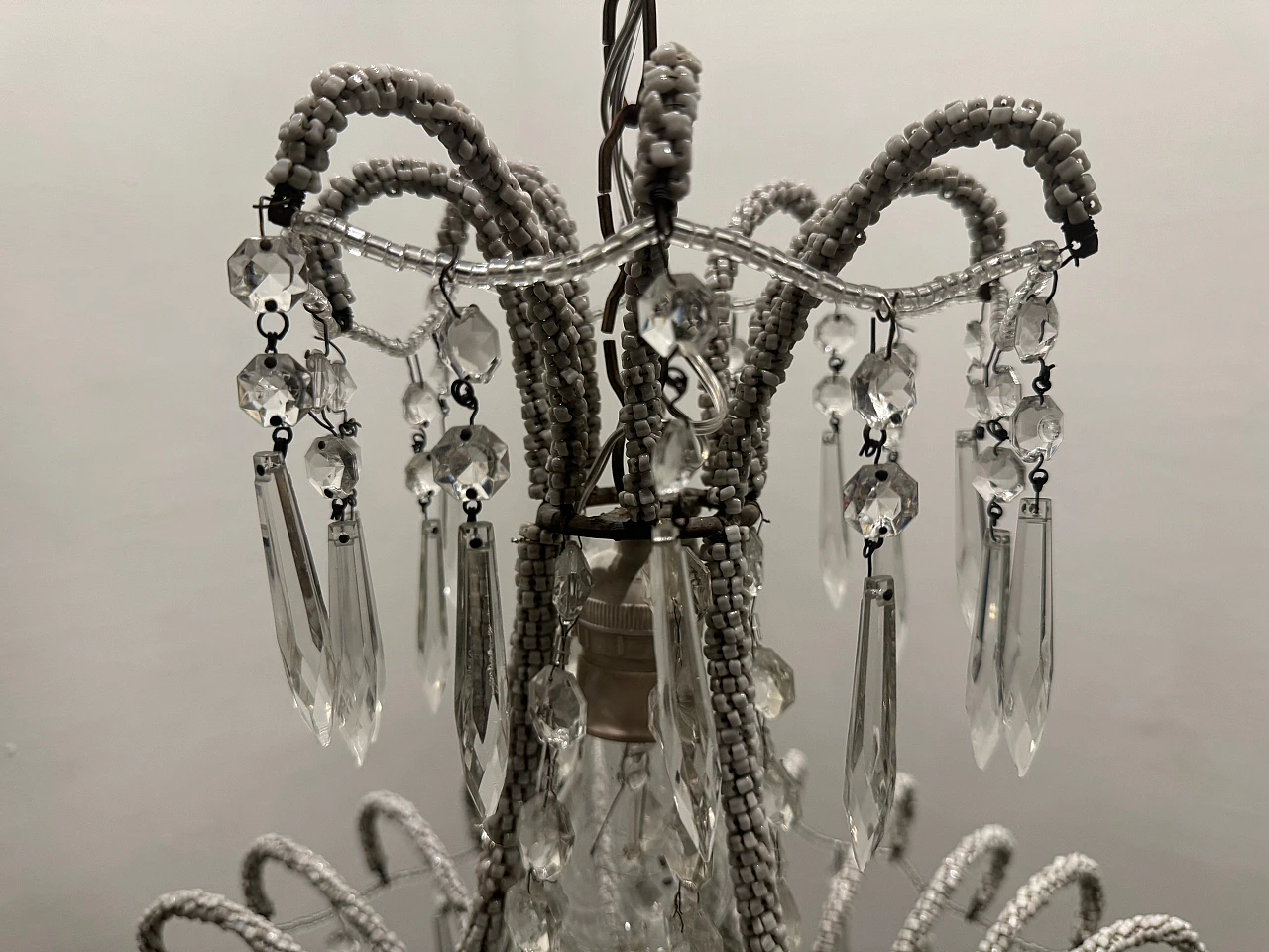 Crystal bead chandelier, 1960s 6