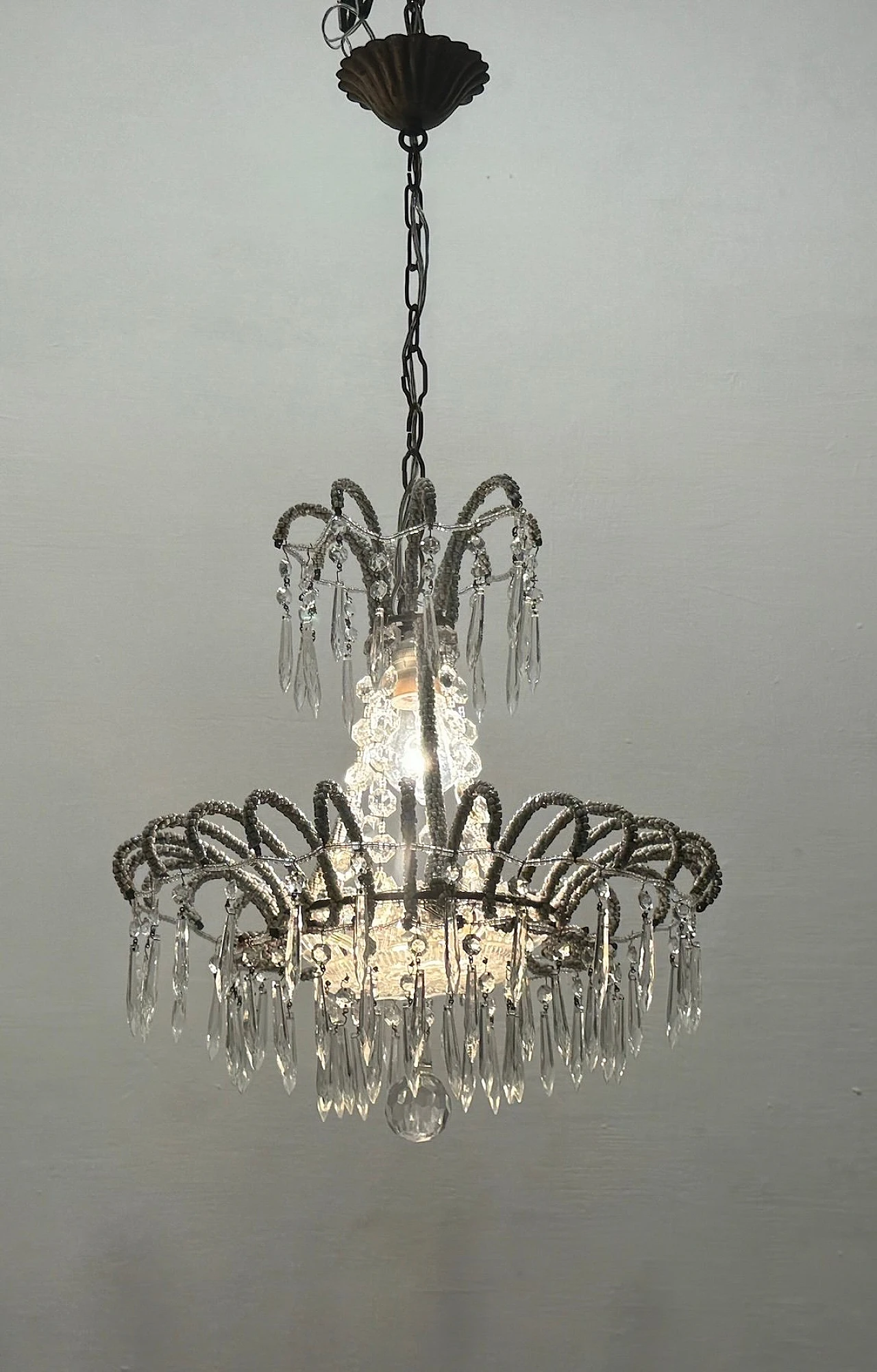 Crystal bead chandelier, 1960s 11