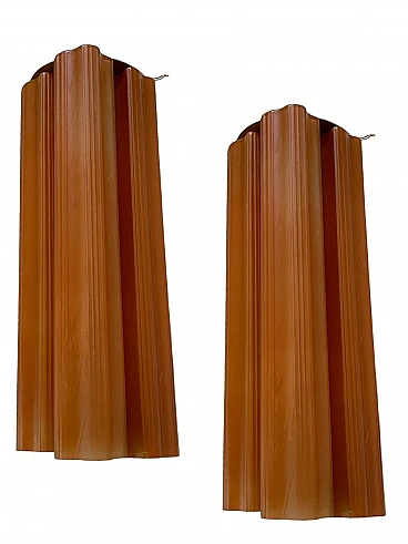 Pair of Tronchi Tube glass wall lights, 1970s