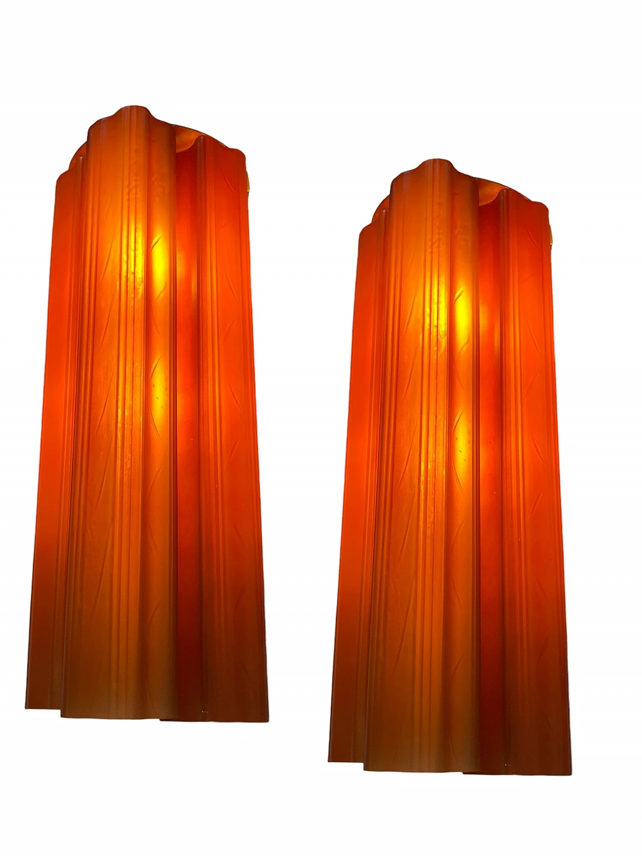 Pair of Tronchi Tube glass wall lights, 1970s 2