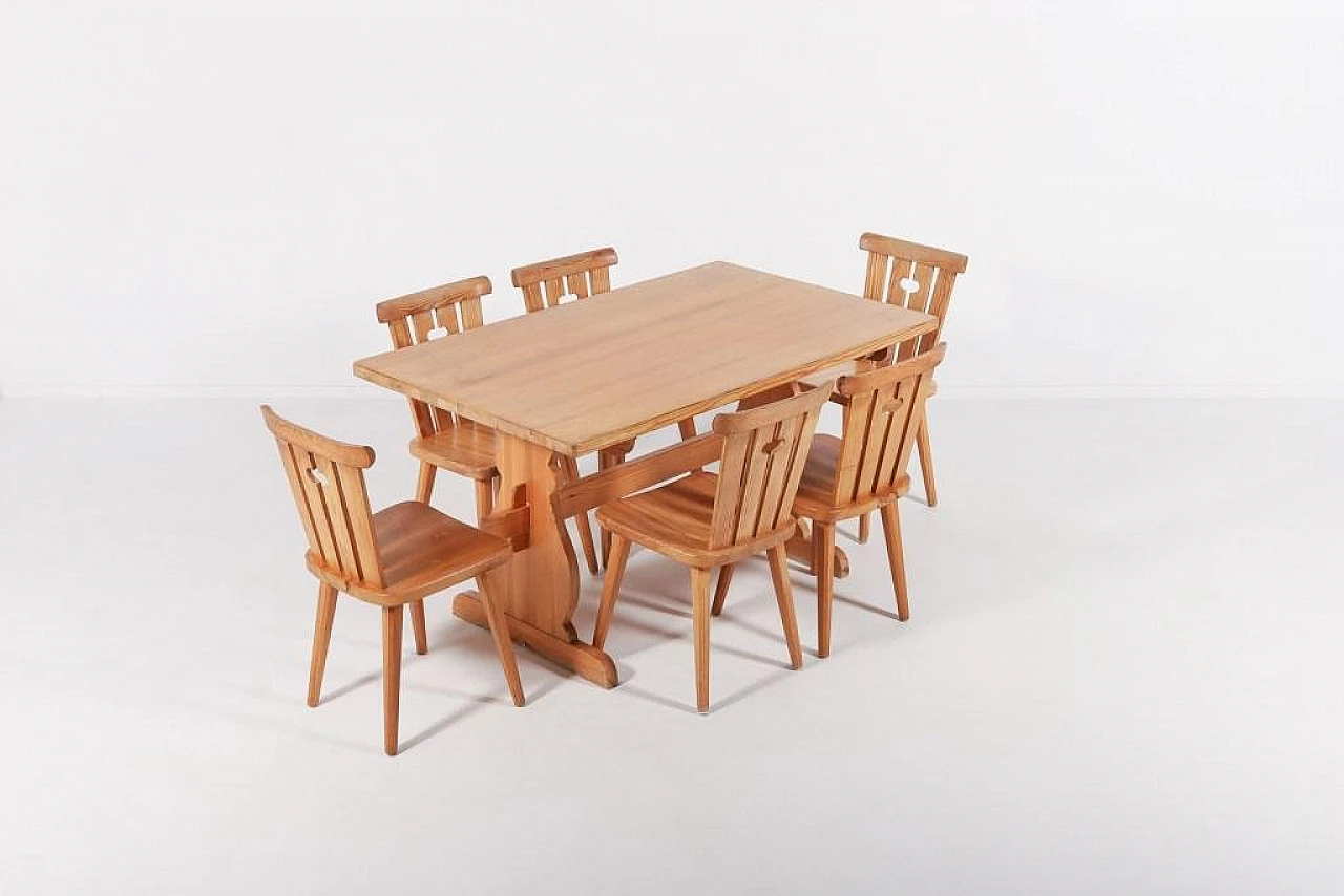 Modern Swedish Pine Dining Set, 1960s, Set of 7 21