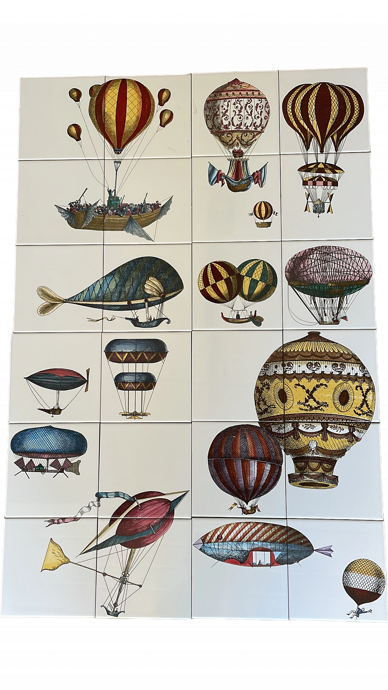 24 Ceramic Flying Machines tiles by Fornasetti, 2000s 11