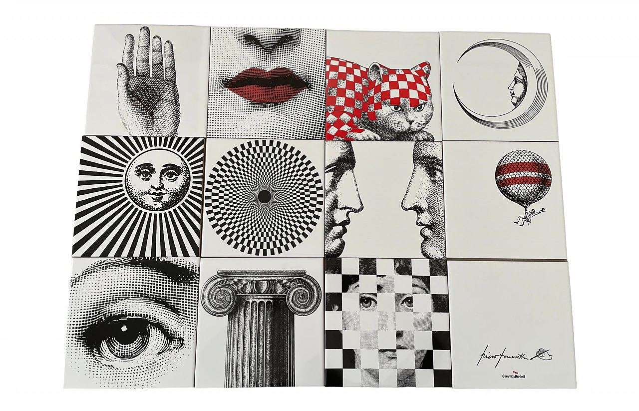 12 Piastrelle in ceramica di Piero Fornasetti, anni 2000 9