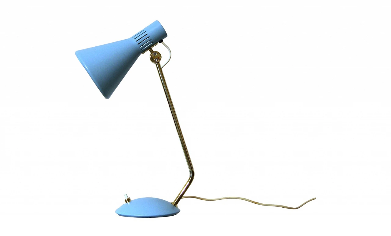 Light blue 8042 brass table lamp by Stilnovo, 1959 14