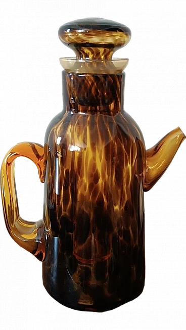 Bottle with stopper in glass tortoiseshell, 1960s